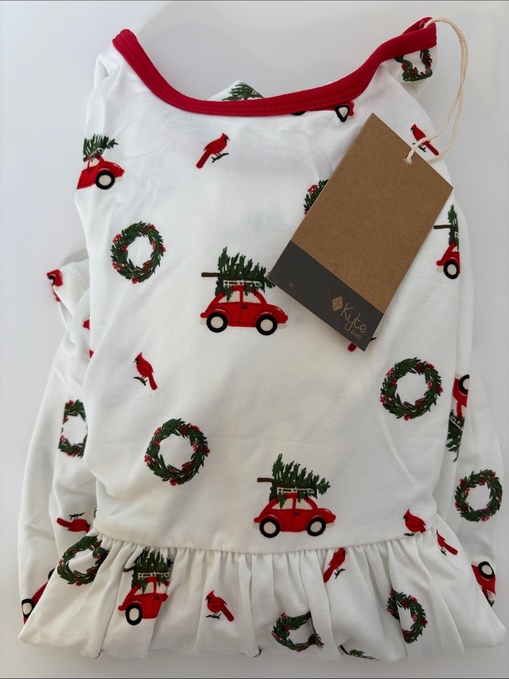 Kyte Baby Wreath Christmas Dress Retired Bamboo Cardinal Car Tree NWT